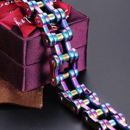 European and American popular titanium steel stainless steel chain bracelet bicycle road bicycle color chain mens bracelet
