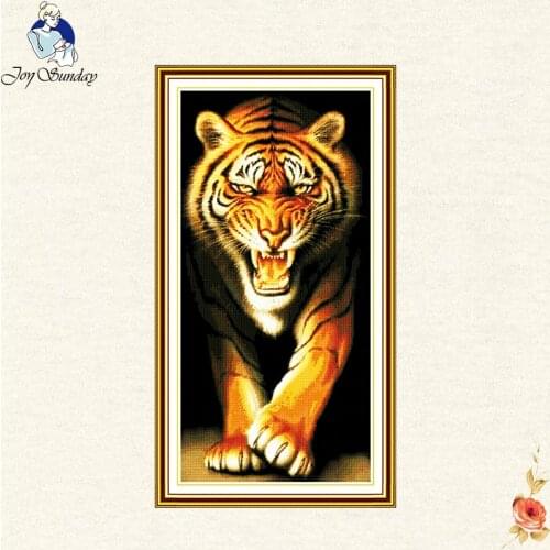 Joy sunday tiger tiger Embroidery Patterns Cross Stitch Needlework Home decoration Chinese Counted Patterns Kits gift
