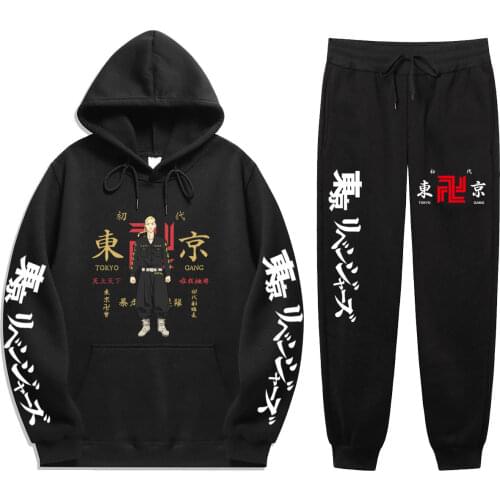 Anime Tokyo Revengers Autumn Winter 2 Pieces Sets Loose Products Man Hoodie +Sweatpants Simplicity Street Daily Suit Set