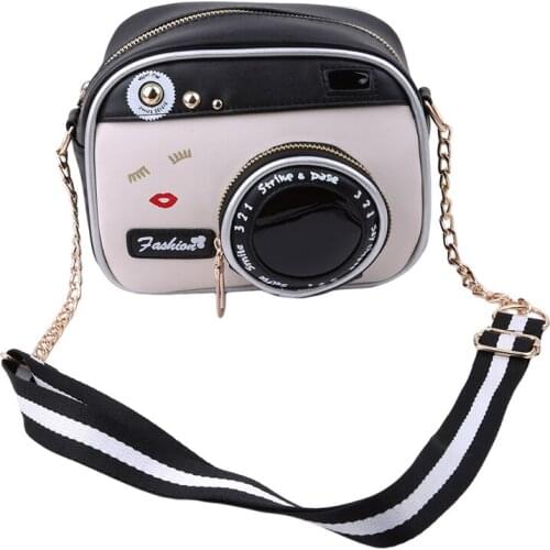 Creative Handbag 2021 Vintage PU Leather Lady Camera Shoulder Bag Female Handbag Chain Messenger Female Crossbody Bag Flap Totes