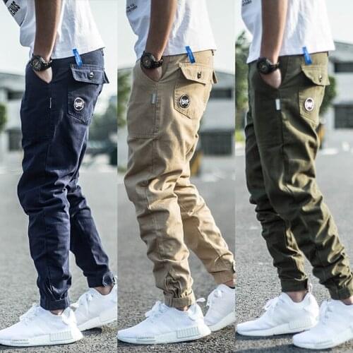 Japanese Style Fashion Men Jeans Designer Casual Cargo Pants Streetwear Hip Hop Joggers Men Overalls Ankle Banded Harem Trousers