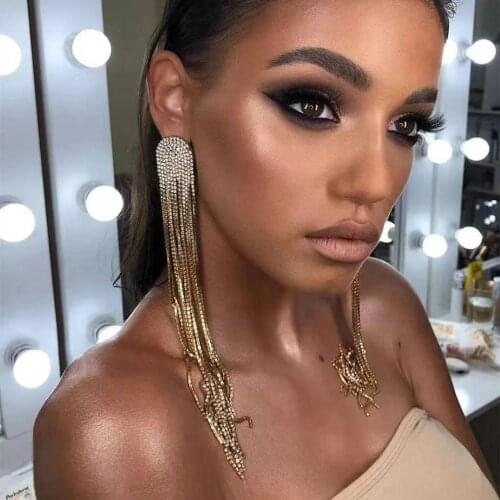 Fashion lady Earrings Pendant Earrings Fashion manifesto crystal Tassel Earrings European and American atmospheric style earring