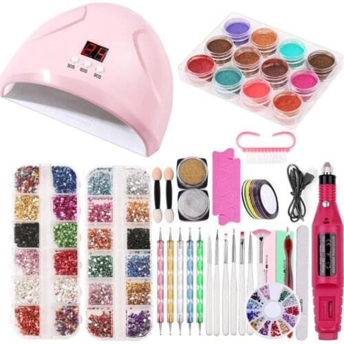 2021 New Nail Set UV LED Lamp Dryer With Nail Gel Polish Kit Soak Off Manicure Tools Set