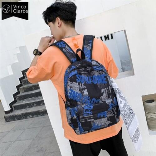 Unisex Nylon Backpack Trend Brand Youths Backpack Fashion Graffiti School Backpacks for Teenagers Boys Lightweight Bookbags 2021