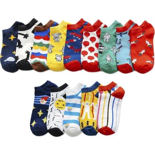 Socks Womens Short Socks Ins Trendy Socks Korean Style Boat Socks Cartoon Summer Japanese Cute Pattern Girls Student Socks