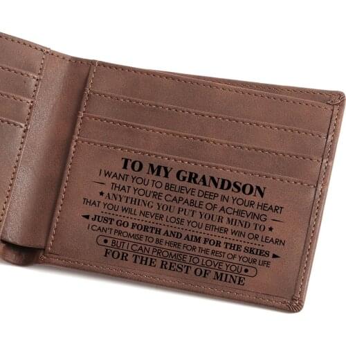 Brand New Laser Lettering Men Wallet Retro PU Leather Wallet Men Gift To My Son/Man/Husband Wallet Durable 2021 New Gifts To Men