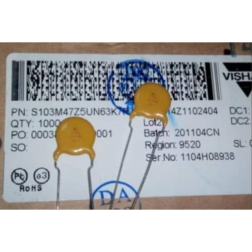 New and original 40PCS S103M47Z5UN63K Ceramic Chip Capacitor BC 1KV 103 10NF 0.01UF