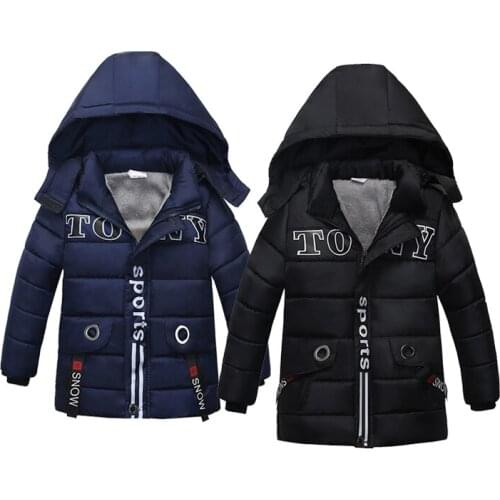 Autumn Winter Kids Jacket Keep Warm Fashion Trench Coat Hooded Zipper Boys Outerwear 2 3 4 5 Years Christmas Children Clothing