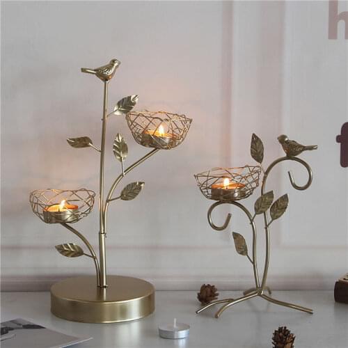 Nordic Art Candle Holders Iron Gold Bird Romantic Living Room Dining Table Creative Candelabra Design Bougeoir Home Decor BS50CH