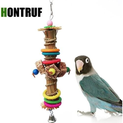Bird Toy Parrot Supplies Large Medium and Small Parrot Grass Stick Toy Fruit Bite Toy Wooden Molar Toy