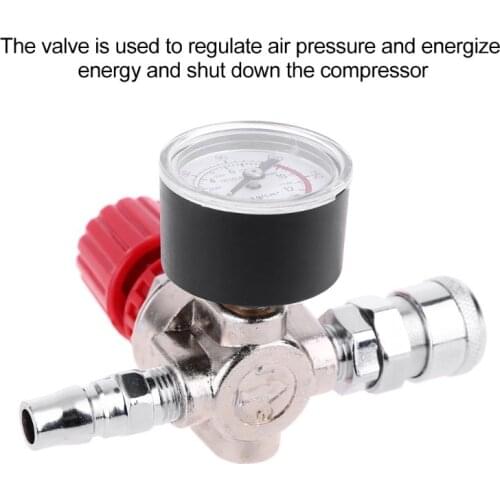 2020 New Pressure Regulator Switch Valve Gauge w Male/Female Connector for Air Compressor