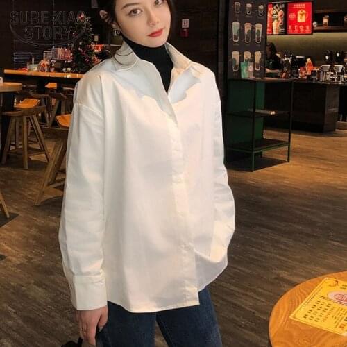 White Shirt Long Sleeve 2021 Autumn Summer Fashion Casual Loose Shirts Plus Size Female Streetwear Blouse Tops Korean Tops 11187