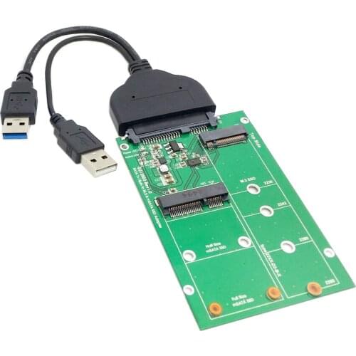 SATA 22pin 2.5" Hard Disk to USB 3.0 to 2 in 1 Combo Mini PCI- E 2 Lane M.2 NGFF & mSATA SSD Adapter Converter
