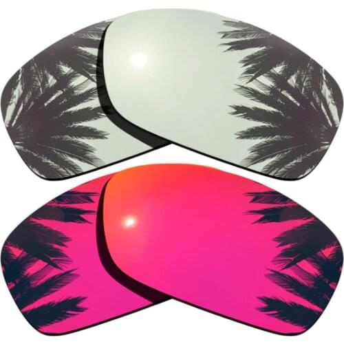 Silver Mirrored+Midnight Sun Mirrored Coating) 2-Pairs Polarized Replacement Lenses for Hijinx 100% UVA & UVB Protection