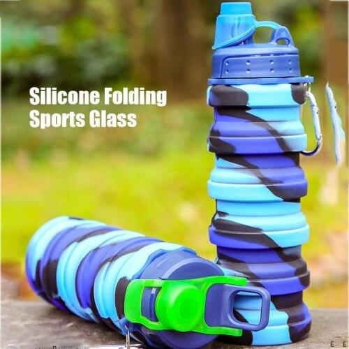 Silicone Sports Water Bottle 500ML Folding Outdoor Travel Portable Leakproof Healthy Cup Plastic My Drink Bottle