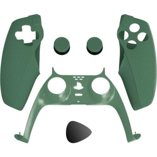 3 in 1 Controller Silicone Case with Rocker Gamepad Decorative Strip for PS5