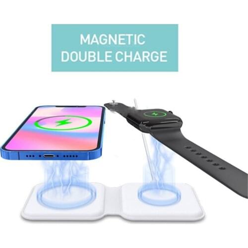 BENTOBEN Folding Magnetic Wireless Dual Charger For iPhone 12 Pro Max 12 Mini 15W MagSafing Charger Dropshipping