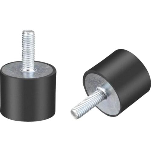 Uxcell 2pcs M6 Thread Rubber Mounts Vibration Isolators Cylindrical Shock Absorber with Studs 25x20mm to Bicycle Engines etc