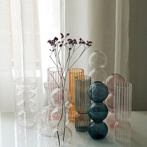 Flower Vase For Table Decoration Living Room Glass Vase Fleur Table Ornaments Desktop Dried Flower Vase Nordic