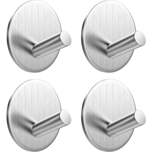 Stainless Steel Clothes Hanger Wall Hook Bathroom Kitchen Self-adhesive Key Coat Towel Organizer Holder