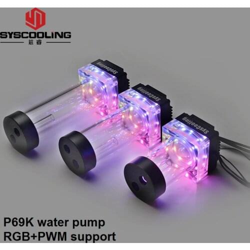 Syscooling P69K water pump black case ARGB support DC 12V quiet design for water cooling system PWM support with water tank
