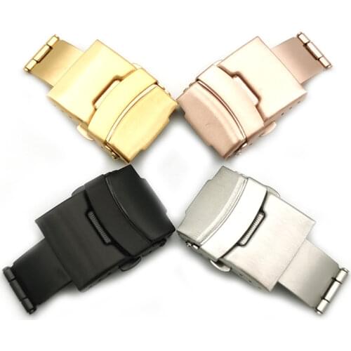 16mm 18mm 20mm 22mm 24mm Stainless Steel Watch Band Clasp Men Double Push Folding Buckle Deployment Button Repair Accessories