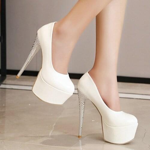 2021 Autumn New Womens Single Shoes Patent Leather Platform Super High Heels Macarons Ladies Shoes Fresh Color Spring Shoes