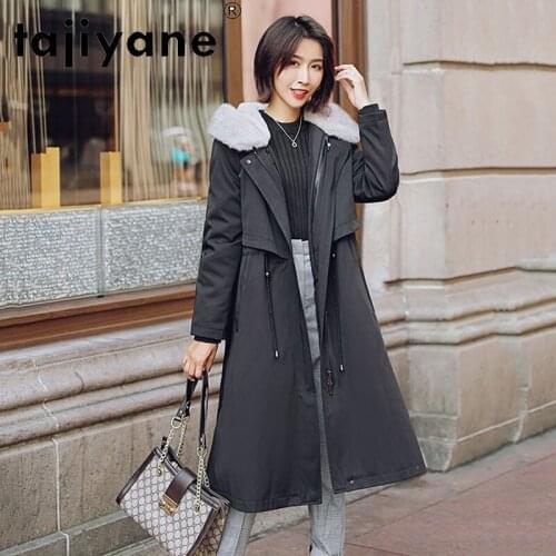 Coast Jackets and Women 2021 Winter Real Rabbit Fur Lining Jacket Woman 100% Mink Fur Collar Hooded Parkas Casaco TN802