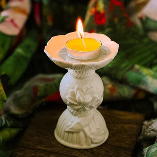 Ceramic Lotus Flower Tealight Candlestick Candle Holder for Zen Garden Home Decor Wedding Party Gifts
