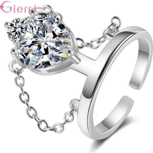 Simple Fashion Cubic Zircon Open Finger Ring For Women Wedding Engagement 925 Sterling Silver Rhinestone Jewelry Rings Gift