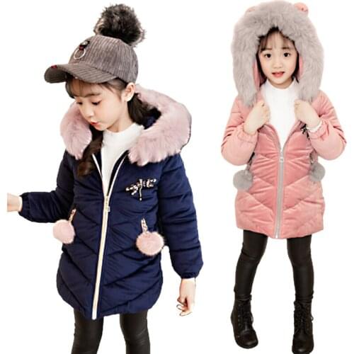 Winter Girls Faux fur Coat Fahion Thick Warm Baby Girl Jackets Coats Parka Kids Outerwear Clothes Kids Coat for Girl Age 3-12Yrs