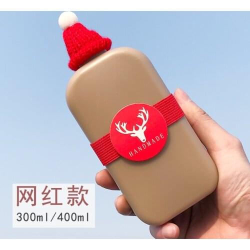 20pcs Net red creative disposable milk tea bottle 300ml 400ml clear juice plastic cups small hat coffee packaging cup with lid