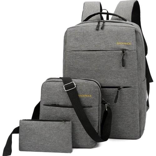 3pcs Laptop Computer Polyester Shoulder Bags Pure Color Versatile Packs Endurable Multifunctional Travel Kids School Bag