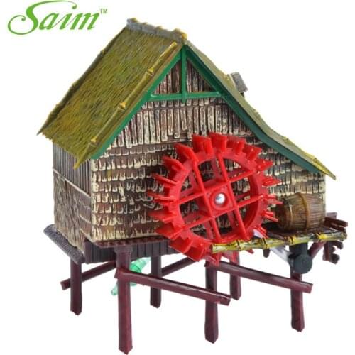 4.7" Aquarium Fish Tank Cottage Waterwheel Landscape Live Action Decor Acuarios Ornaments for Aquarium B0000030219