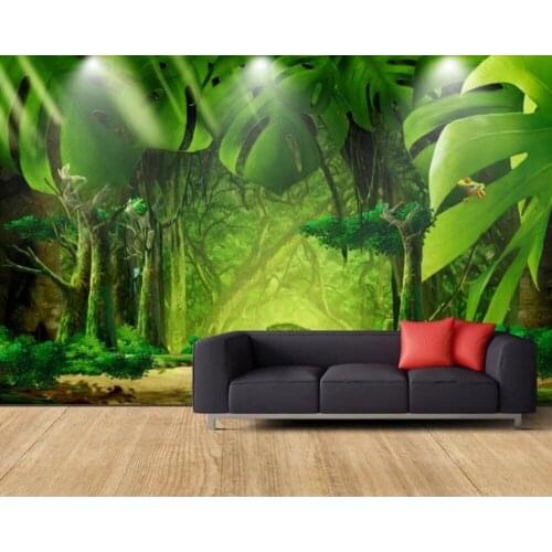 Large 3D creative landscape painting forest jungle banana leaf background wall decoration wallpaper murals