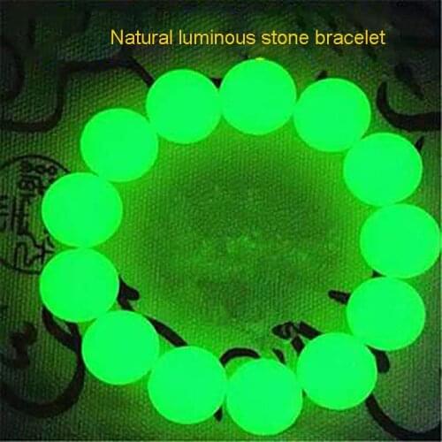 Natural Green Luminous Stone Crystal Bracelet Schoolyard Style Good Luck Fashion Charm Lovers Magic Bracelet