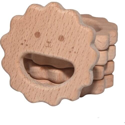 Mabochewing Cute Cartoon Cookie Baby Wood Teether Biscuit Wooden Pendant