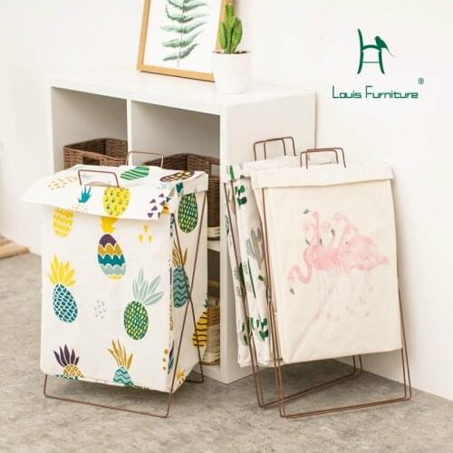 Louis Fashion Children Cabinets Nordic Household Cotton and Linen Dirty Clothes Basket Folding Support Waterproof