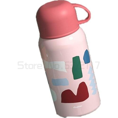Baby childrens thermos cup girl with straw girl heart dual purpose cup student anti falling cup simple and portable