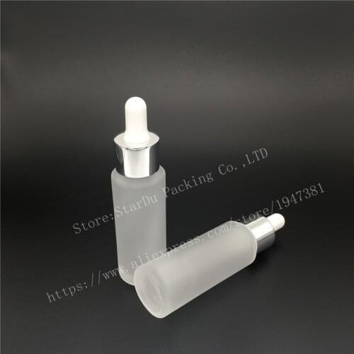 Travel bottle 200pcs 30ml frost transparent glass essential oil bottle with dropper, 1oz cosmetic packaging, dropper bottle