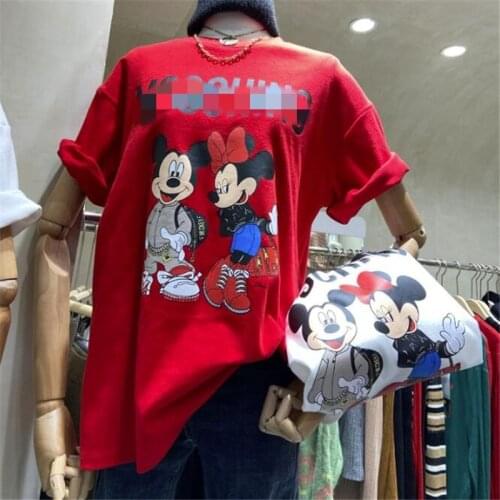 Mickey Minnie Mouse Women T-shirt Casual Harajuku Korean Cartoon Tops Tee Summer Female Short Sleeve T shirt For Women Clothing