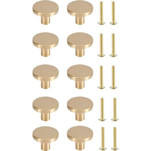 10PCS Knobs Handle Brass Gold Knobs for Cabinets for Kitchen Cupboard Bedroom Dressing Table Furniture Door(with Screws)