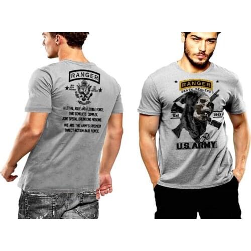 Summer Fashion Hot Army Ranger T-Shirt 75th Rgt Grim Reaper Death Dealer Sua Sponte 2 SIDED PRINT Tee shirt