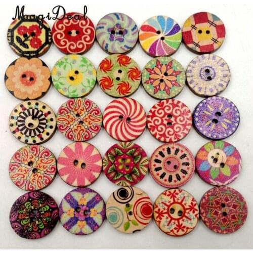 MagiDeal Multifunctional 100Pcs Round Wooden Buttons for Sewing Dolls Clothes Dress Cardmaking Scrapbooking Craft Projects Favor