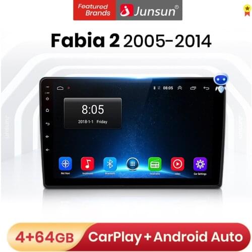Junsun V1 Pro 4G Android 10.0 4G+64G Car Radio Multimedia Player For VW Skoda Fabia 2 2005-2014 GPS Navigation no 2din dvd