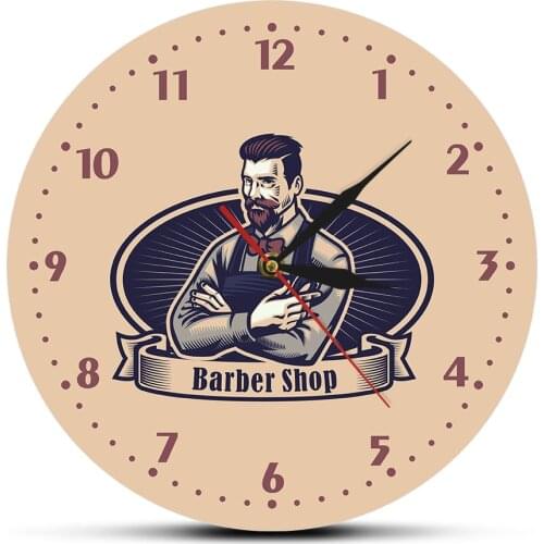 Haircut Salon Retro Man Cave Barber Shop Advertising Sign Wall Clock Hairdresser Hanging Art Decor Wall Clock Hair Stylist Gifts