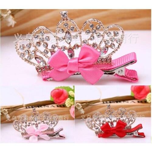 New fashion diamond pure natural white crystal pet hair clip diamond hairpin Korean stereo crown headdress ornaments 10pcs
