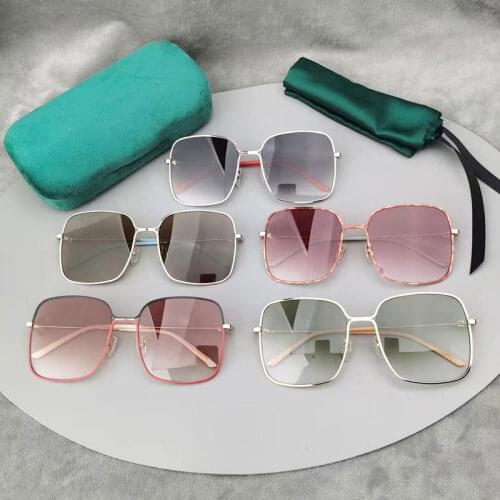 Italy new brand GG0443 luxurious fashion womem sunglsses Titanium square large retro eyewaer frames and UV gradual lens