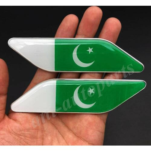 Pair Metal Pakistan Flag Car Fender Emblem Side Badge Decals Sticker Fairing
