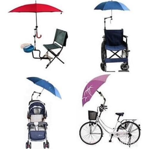 Stainless Steel Umbrella Stands Any Angle Swivel Wheelchair Bicycle Umbrella Connector Stroller Rain Gear Tool Umbrella Holder